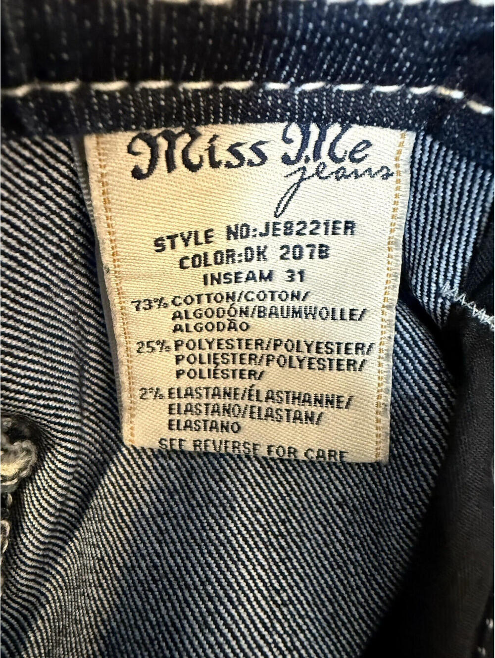 Miss Me Mid-Rise Easy Boot Jeans 28 x 31 Dark Wash Blue Denim JE8221ER - Picture 14 of 14